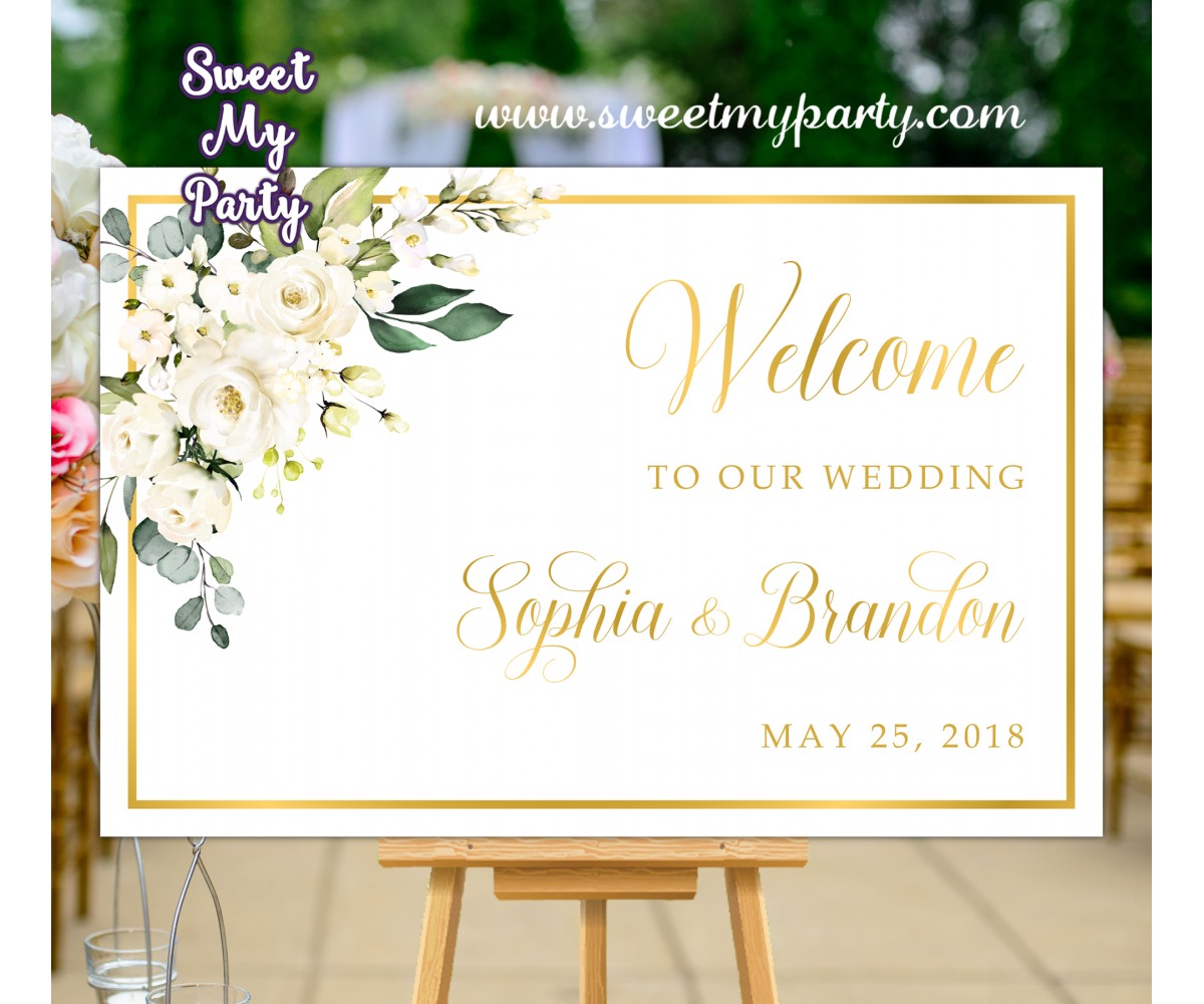 Ivory Wedding Welcome Sign,Cream Wedding Welcome sign,(123aw)